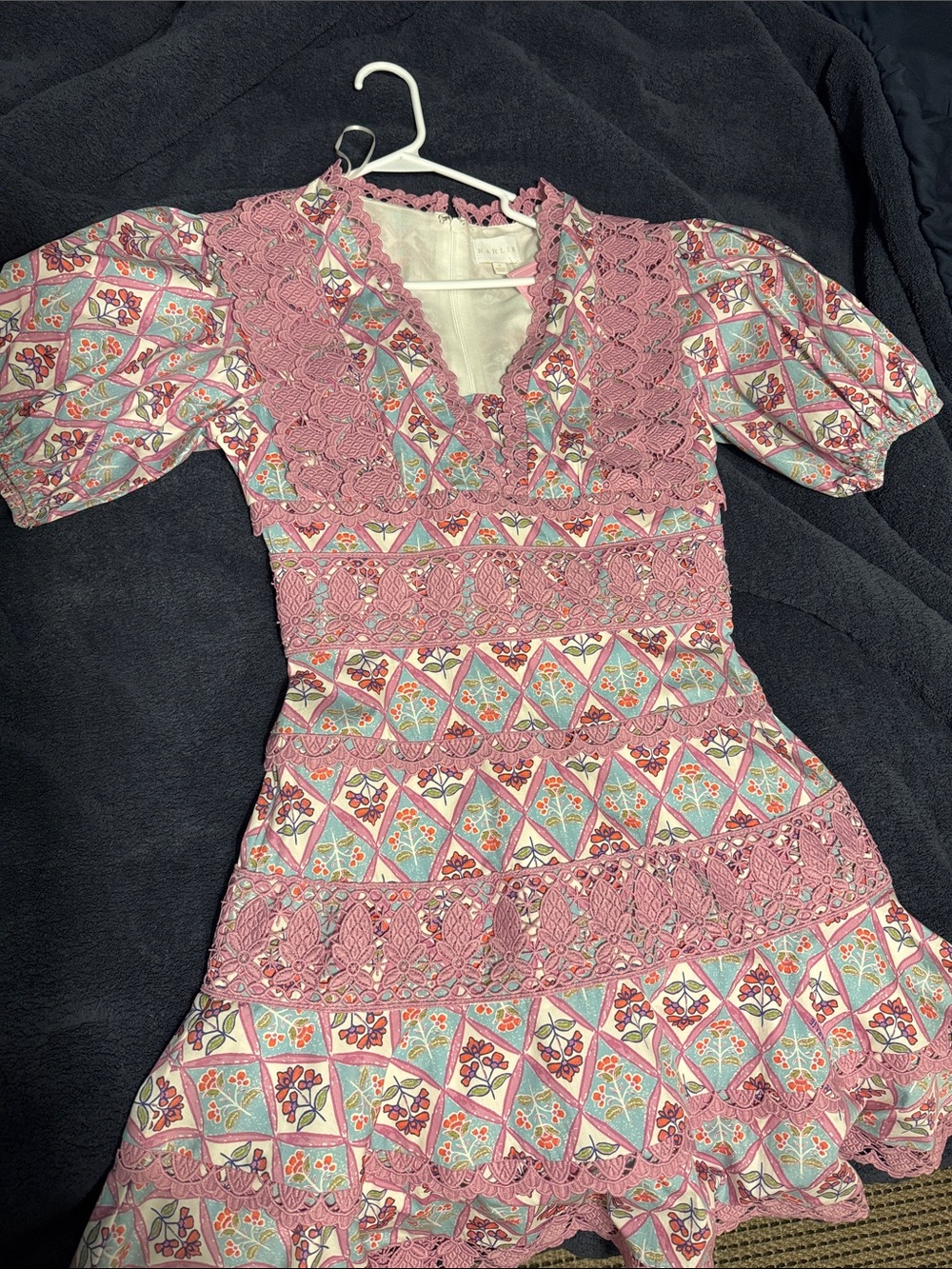 Karlie Paris Floral Lace Trim V Neck